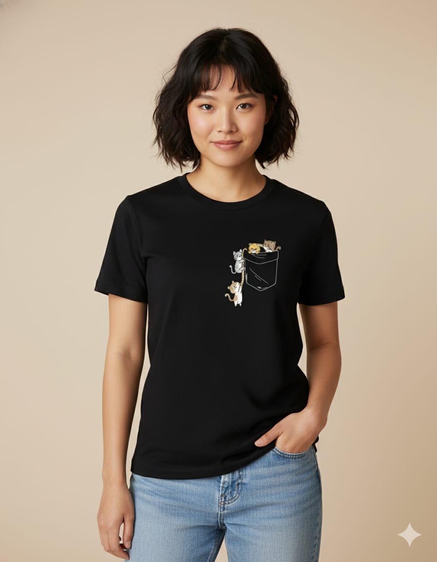 Polera negra manga corta